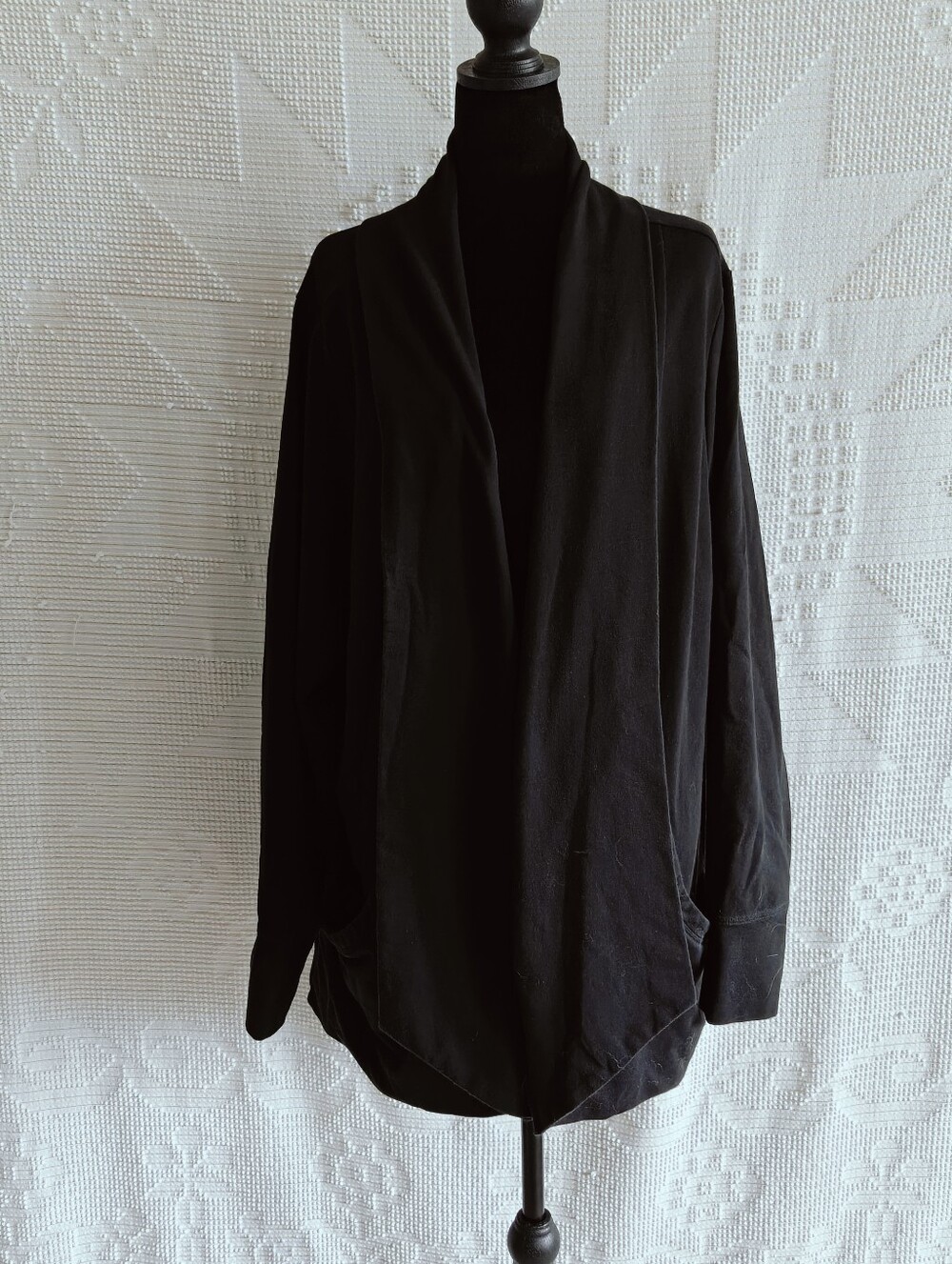 Activezone 2XL Plus Size | Black Open Front Cardigan | Collared Sweater Pockets - Picture 4 of 5